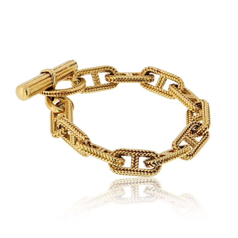 Hermès Toggle 18K Yellow Gold Chain D'ancre Bracelet — Laura Milman New York