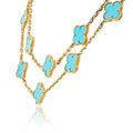 Pre-Owned Van Cleef & Arpels Alhambra 18K Yellow Gold Vintage Turquoise 20 Motif Necklace view 4 - Van Cleef & Arpels