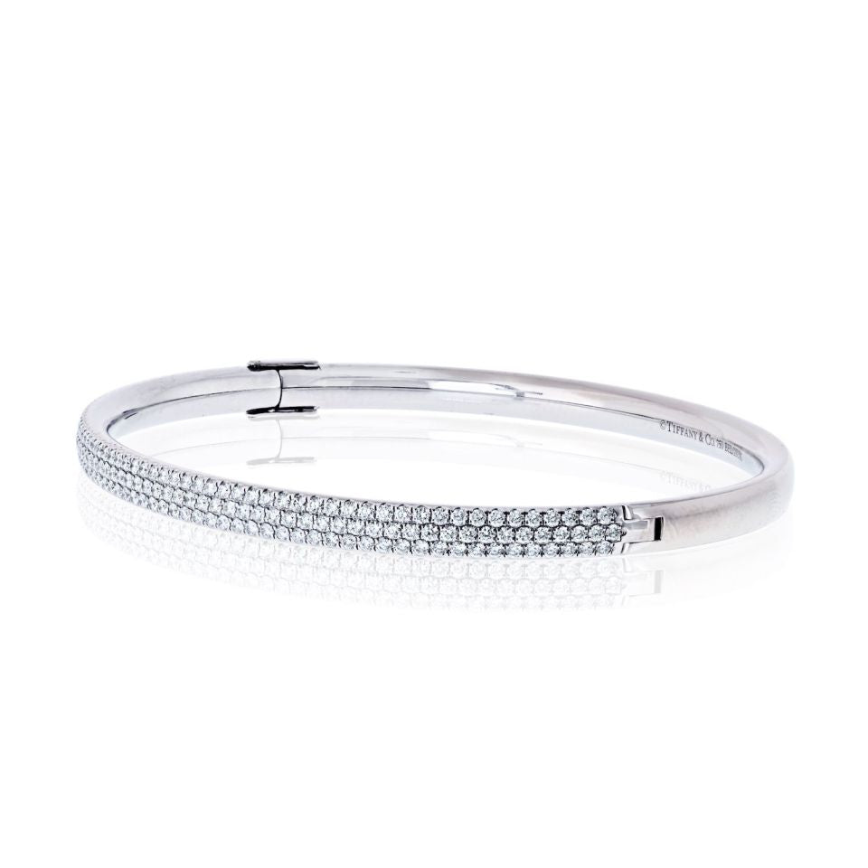 Tiffany & Co. 18K White Gold Diamond Metro Three Row Pave Bracelet — view 2 — Laura Milman New York