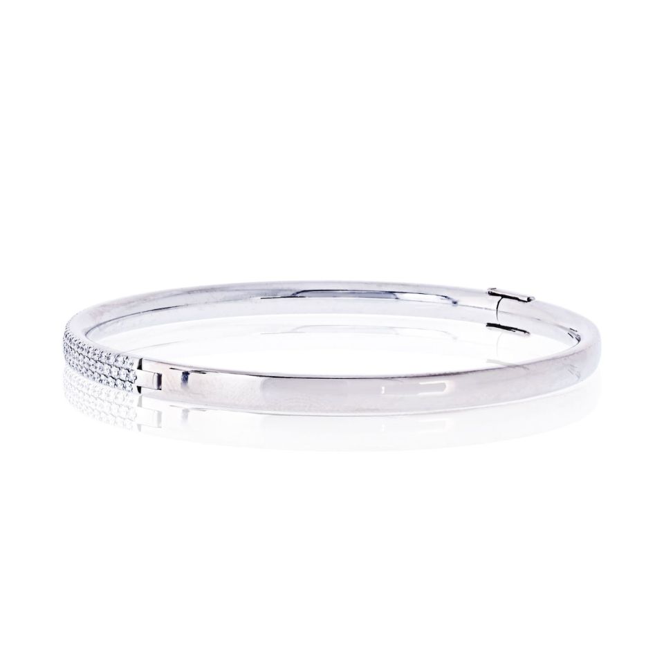 Tiffany & Co. 18K White Gold Diamond Metro Three Row Pave Bracelet — view 3 — Laura Milman New York