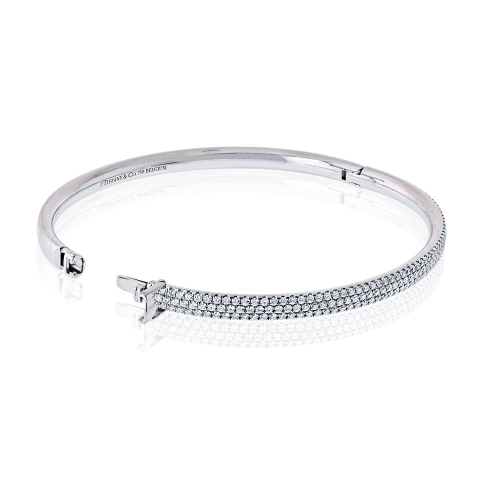 Tiffany & Co. 18K White Gold Diamond Metro Three Row Pave Bracelet — view 5 — Laura Milman New York