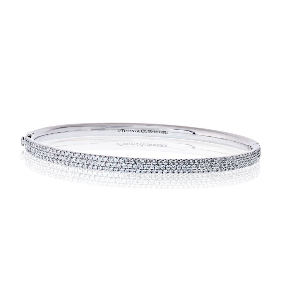 Tiffany & Co. 18K White Gold Diamond Metro Three Row Pave Bracelet — Laura Milman New York