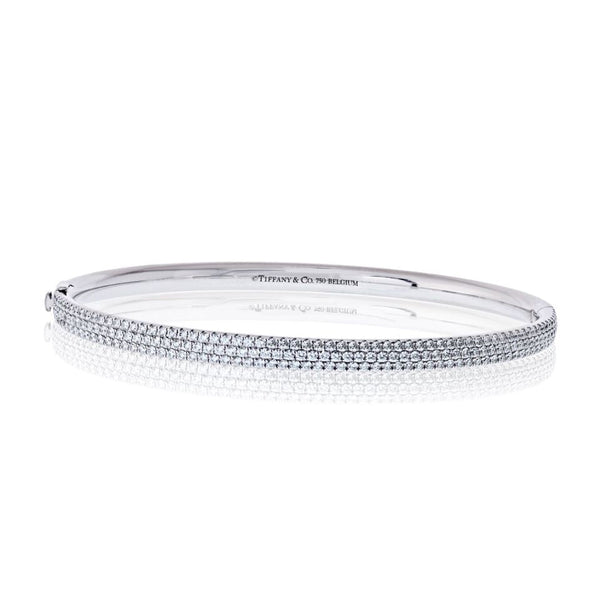 Tiffany & Co. 18K White Gold Diamond Metro Three Row Pave Bracelet