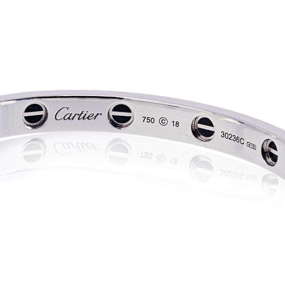 Cartier 18K White Gold Love All Diamond Pave Black Ceramic Size 18 With Cert Bracelet — view 5 — Laura Milman New York