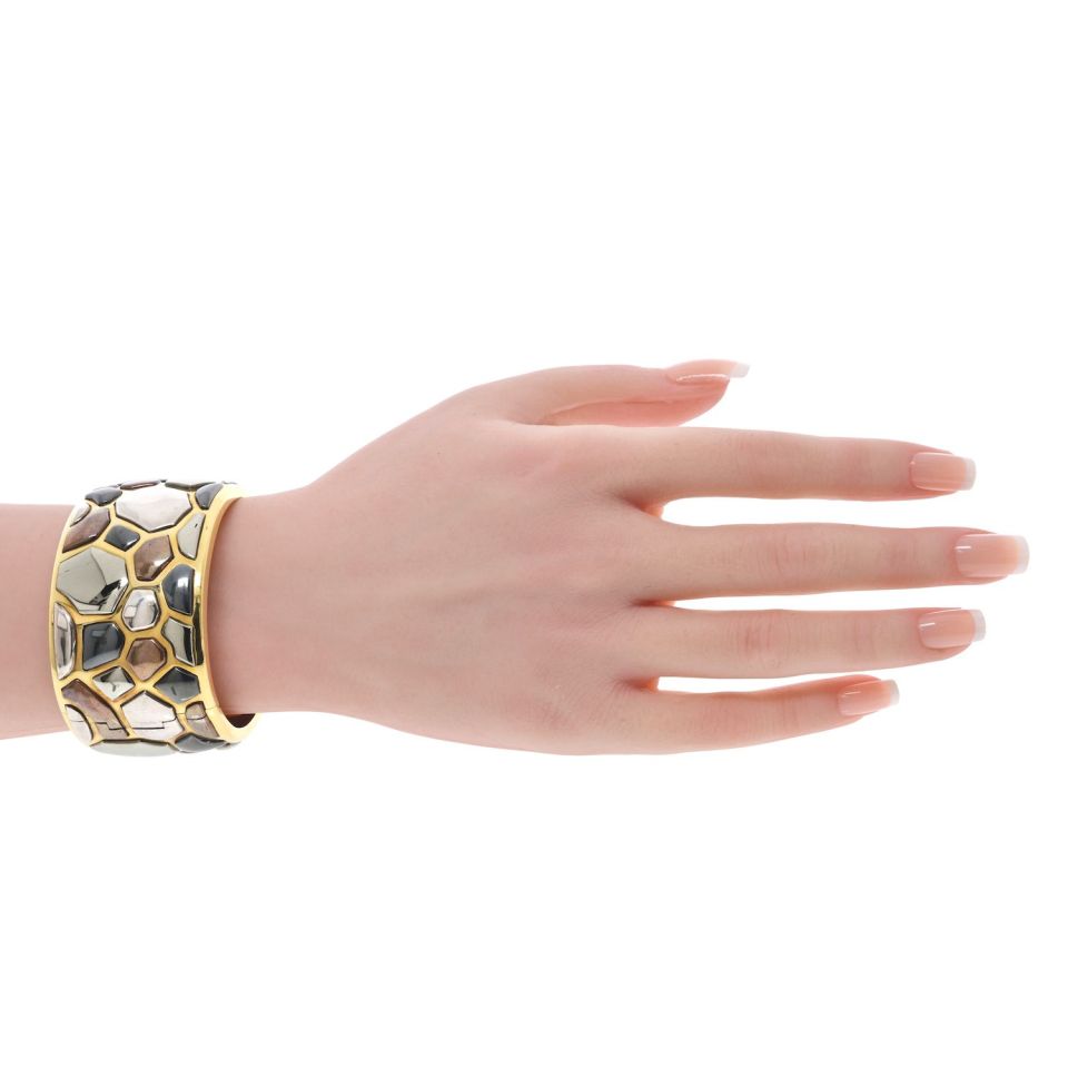 Tiffany & Co. 18K Yellow Gold Angela Cummings 1981 Silver Inlay Bangle Bracelet — view 5 — Laura Milman New York