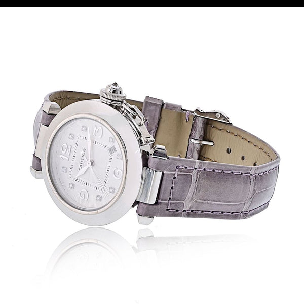 Pre-Owned Cartier Pasha 18K White Gold 32mm Dial Diamond Markers #2398 Watch view 2 - Cartier