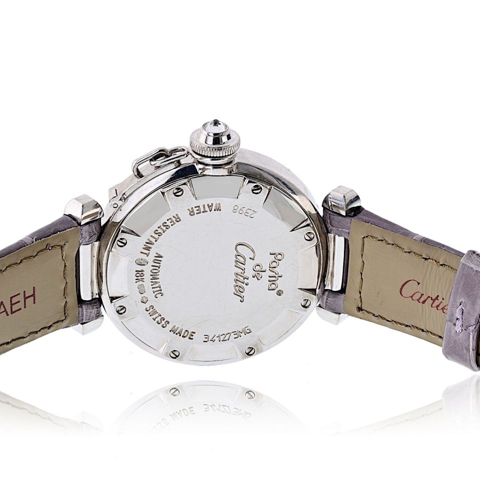 Pre-Owned Cartier Pasha 18K White Gold 32mm Dial Diamond Markers #2398 Watch view 4 - Cartier — Laura Milman New York