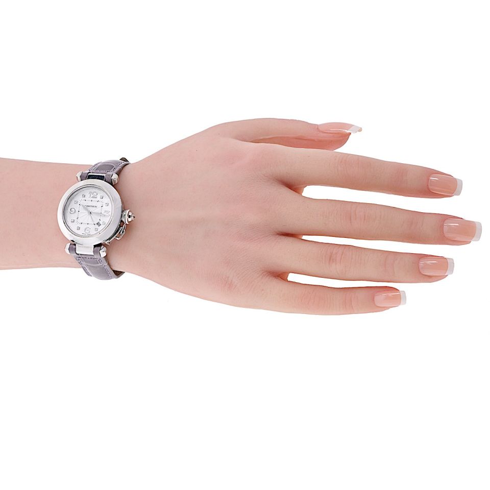 Pre-Owned Cartier Pasha 18K White Gold 32mm Dial Diamond Markers #2398 Watch view 5 - Cartier — Laura Milman New York