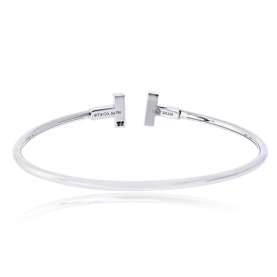 Tiffany & Co. 18K White Gold "t" Collection Bangle Bracelet — view 4 — Laura Milman New York
