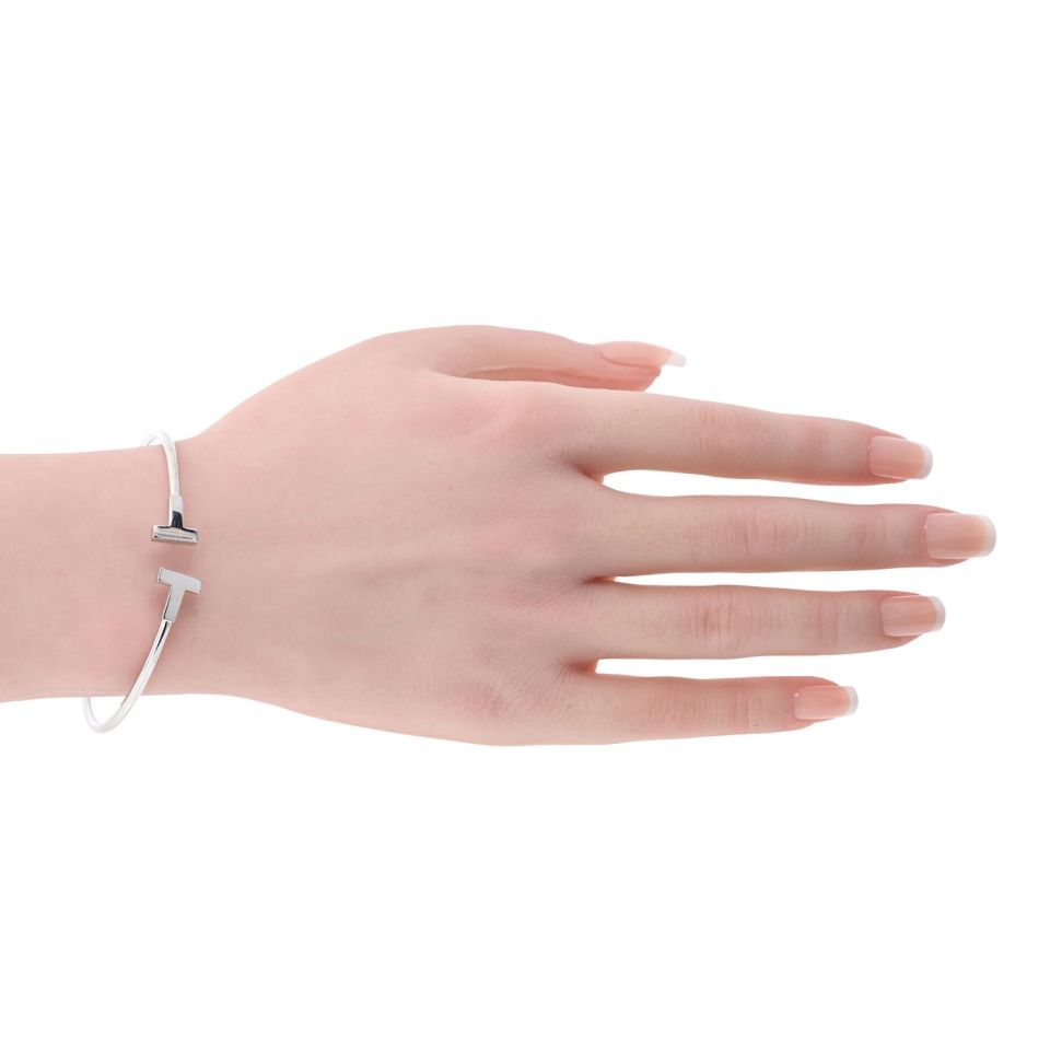 Tiffany & Co. 18K White Gold "t" Collection Bangle Bracelet — view 5 — Laura Milman New York