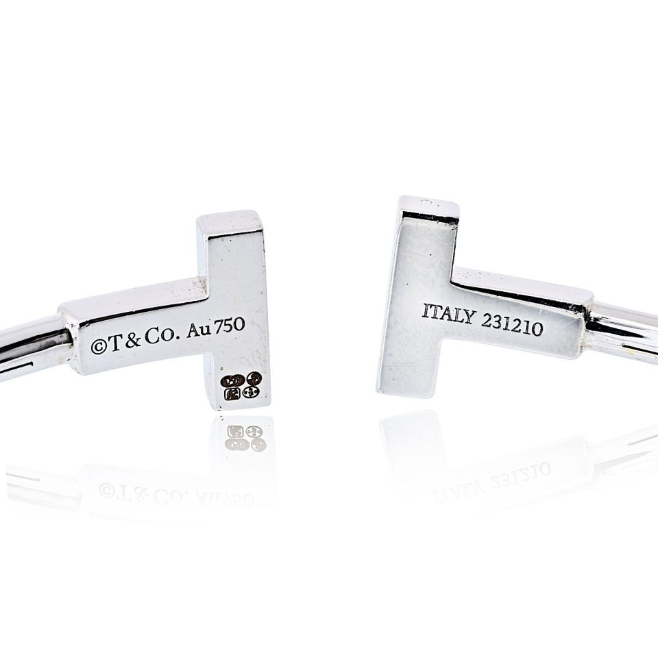 Tiffany & Co. 18K White Gold "t" Collection Bangle Bracelet — view 6 — Laura Milman New York