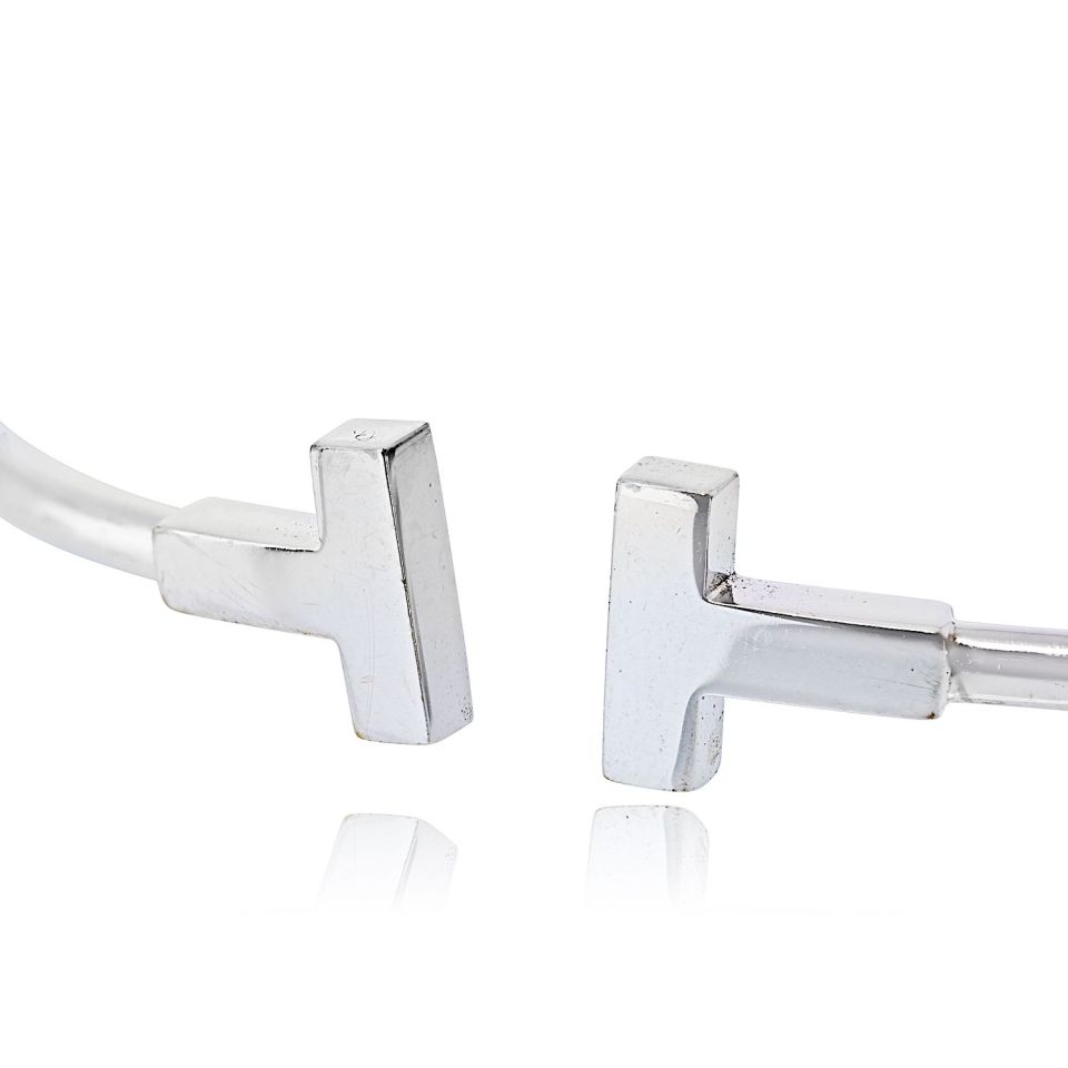 Tiffany & Co. 18K White Gold "t" Collection Bangle Bracelet — view 7 — Laura Milman New York