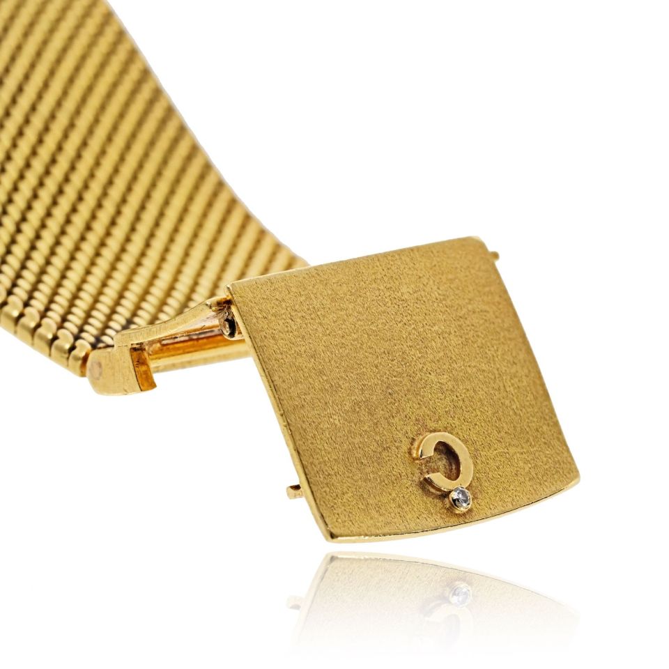 Pre-Owned Chopard 18K Yellow Gold Diamond Grid Ref 2044 Manual Wind Onyx Ladies Watch — view 7 — Laura Milman New York