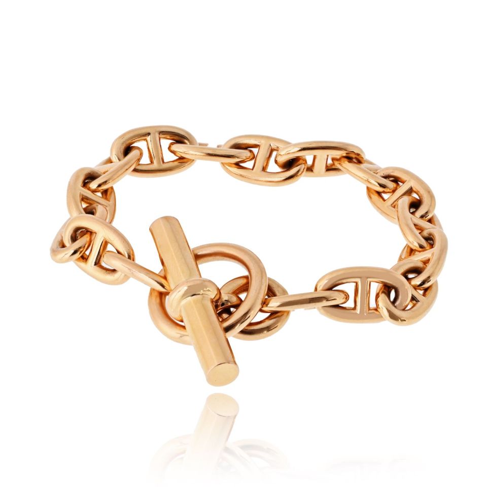 Hermès 18K Rose Gold 16 Link Medium Model Toggle Bracelet — Laura Milman New York