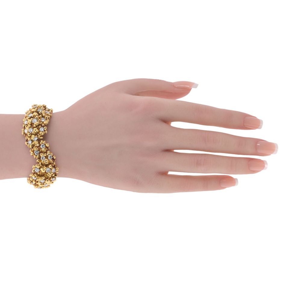 Tiffany & Co. 18K Yellow Gold 12.00cttw Round Diamond Vintage Bracelet — view 5 — Laura Milman New York