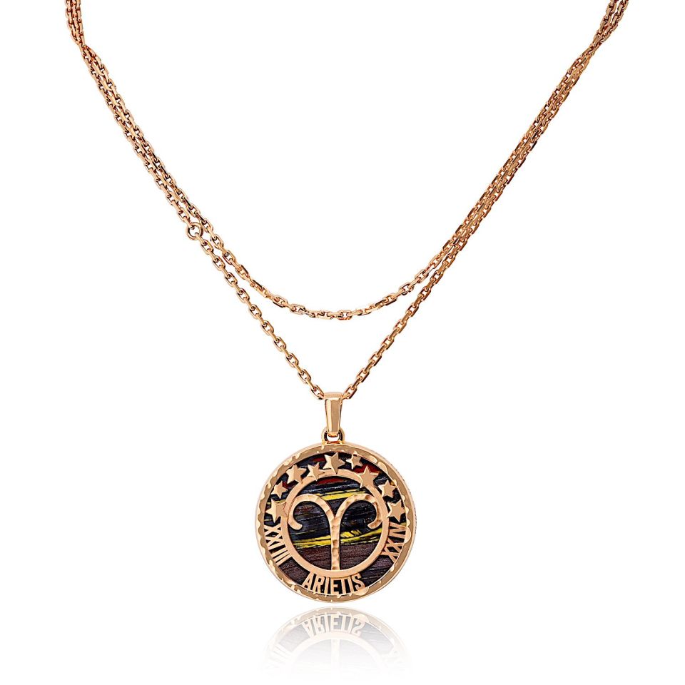 Van Cleef & Arpels Aries 18K Rose Gold Medallion On A 34 Inch Chain Pendant — view 3 — Laura Milman New York