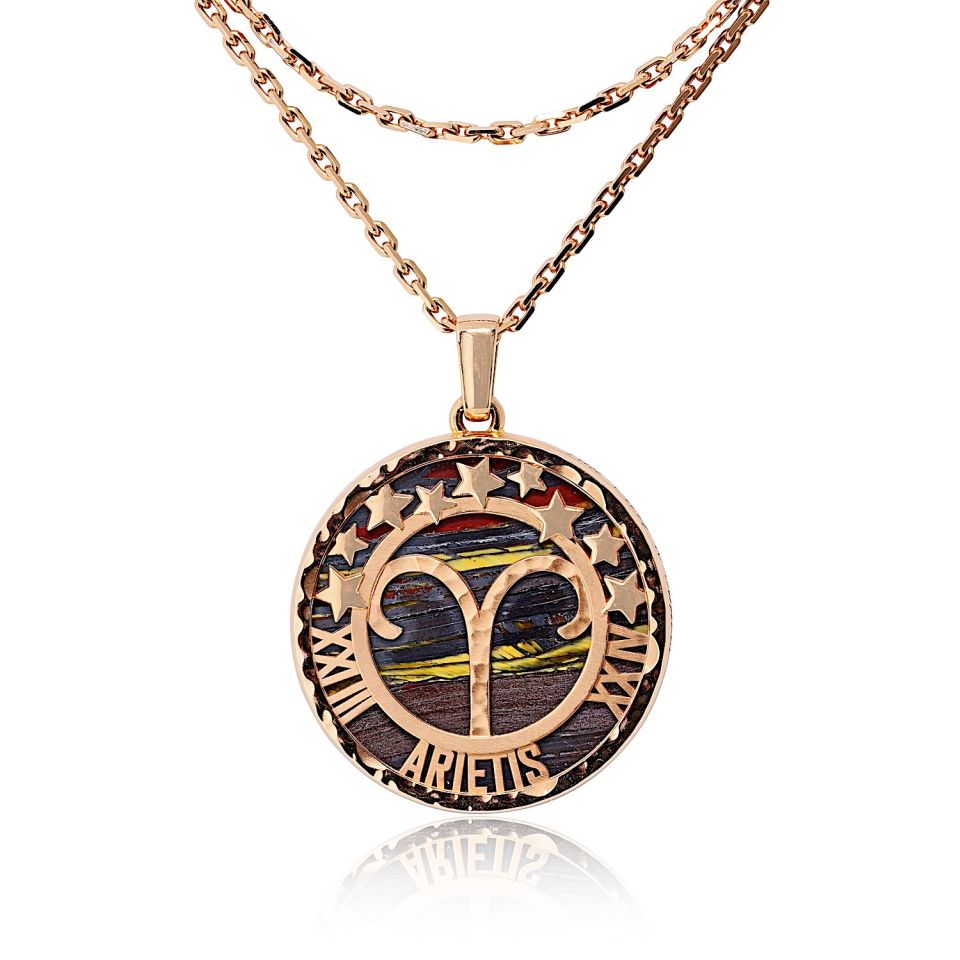 Van Cleef & Arpels Aries 18K Rose Gold Medallion On A 34 Inch Chain Pendant — view 4 — Laura Milman New York