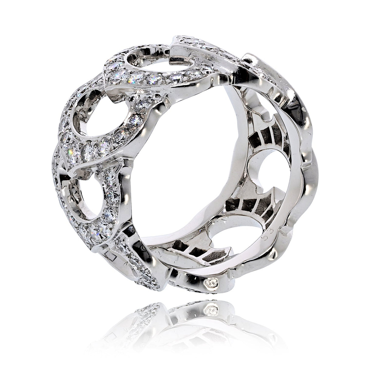 Cartier 18K White Gold Diamond "c" Ring — view 2 — Laura Milman New York