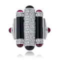 Cartier Rouleaux 18K White Gold Onyx, Ruby And Diamond Ring view 1