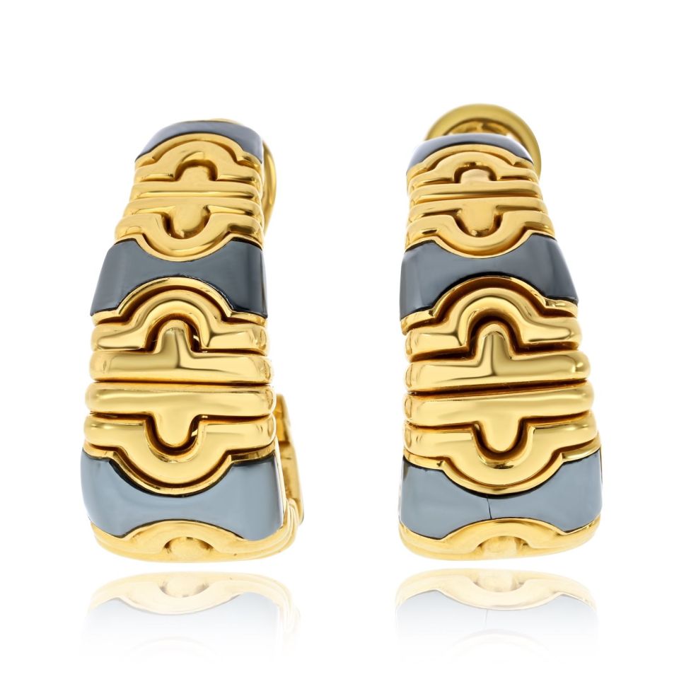 Bvlgari Parentesi 18K Yellow Gold Hoop Earrings — Laura Milman New York