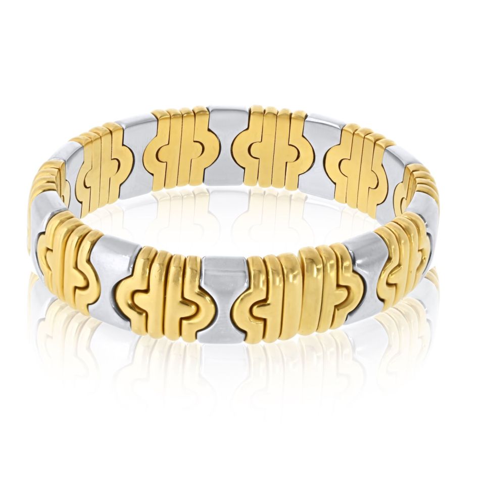 Bvlgari Parentesi 18K Yellow Gold Hematite Bangle Bracelet — view 2 — Laura Milman New York