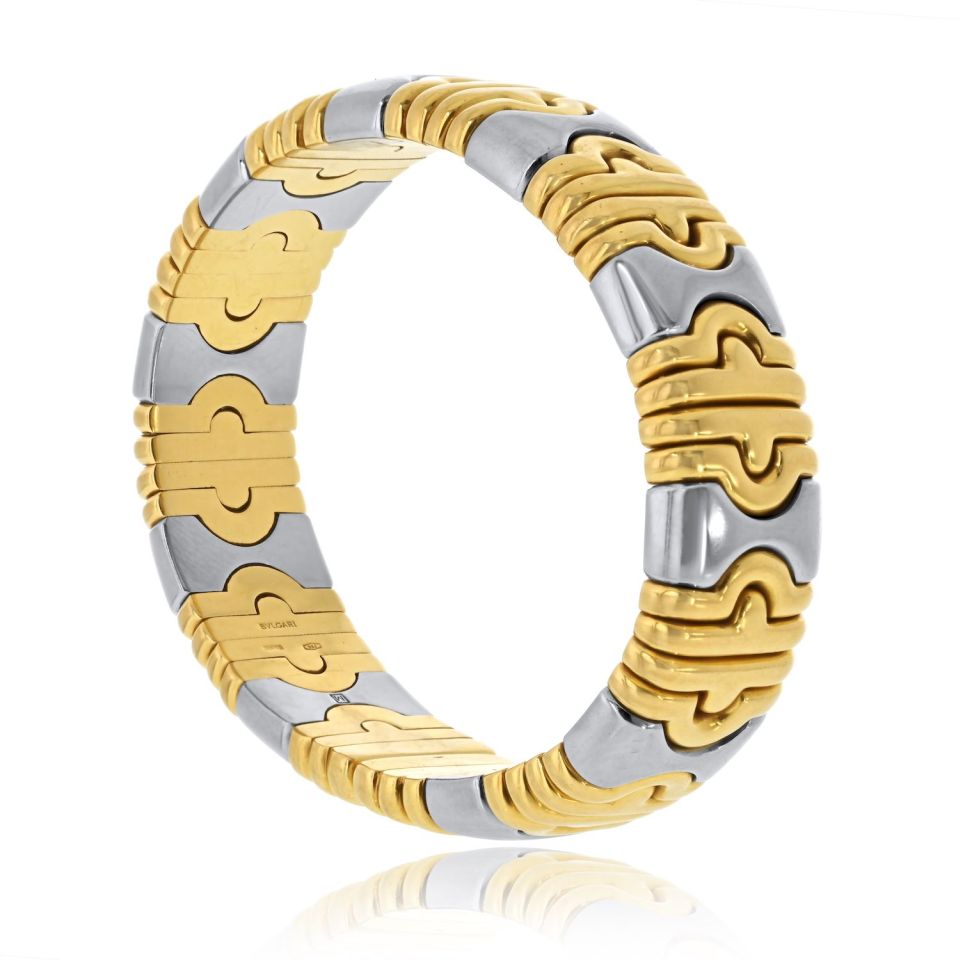 Bvlgari Parentesi 18K Yellow Gold Hematite Bangle Bracelet — view 3 — Laura Milman New York