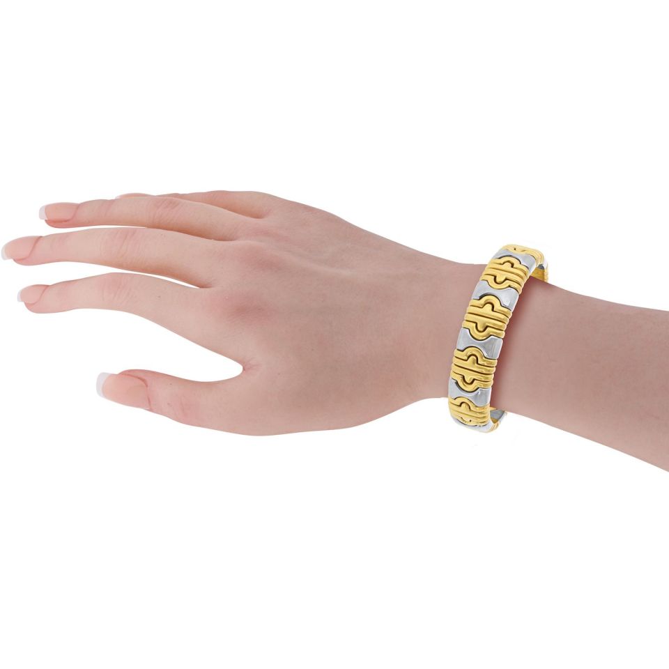 Bvlgari Parentesi 18K Yellow Gold Hematite Bangle Bracelet — view 5 — Laura Milman New York