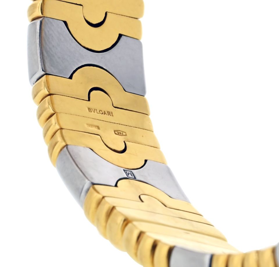 Bvlgari Parentesi 18K Yellow Gold Hematite Bangle Bracelet — view 6 — Laura Milman New York