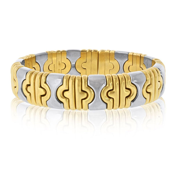 Bvlgari Parentesi 18K Yellow Gold Hematite Bangle Bracelet