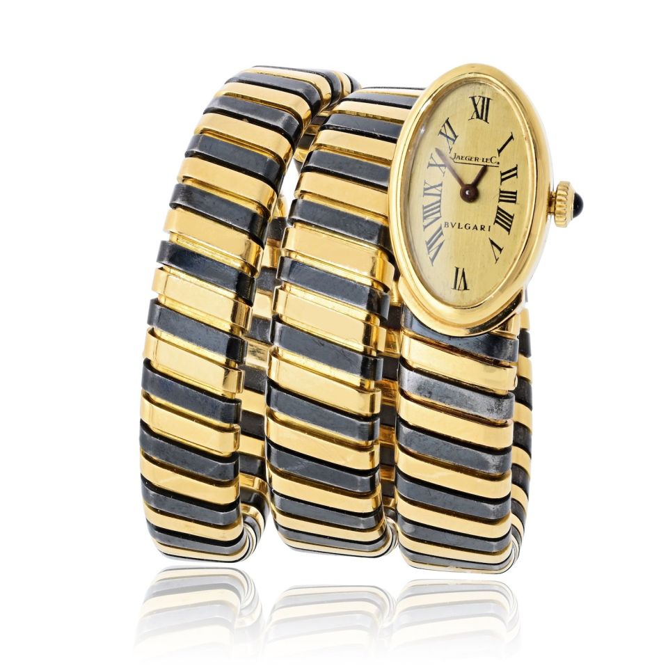 Pre-Owned Bvlgari Serpenti 18K Yellow Gold Blackened Steel Circa 1965 Jaeger Lecoultre Manual Watch — Laura Milman New York