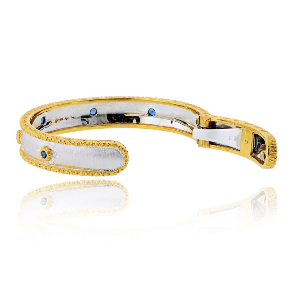 Buccellati 18K Two Tone Capri Macri 7 Sapphire Bangle Bracelet — view 7 — Laura Milman New York