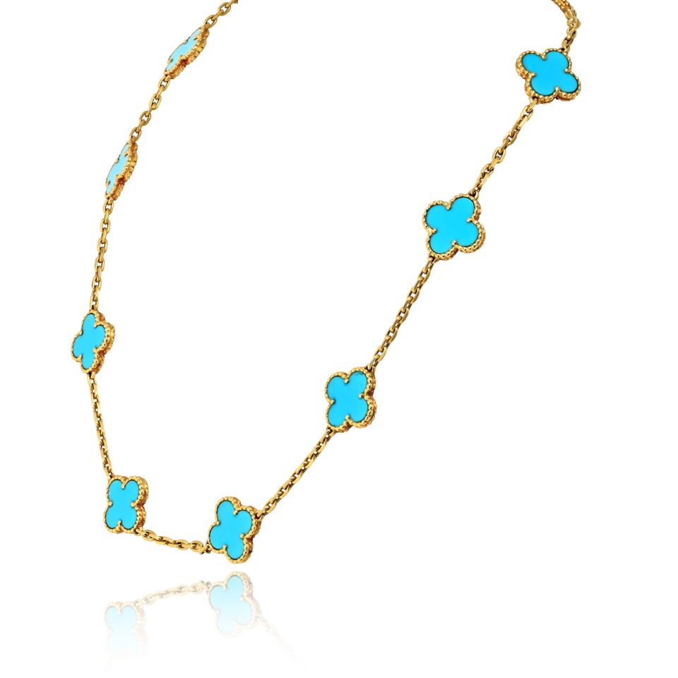 Van Cleef & Arpels Alhambra 18K Yellow Gold 10 Motif Alhambra Necklace — view 2 — Laura Milman New York