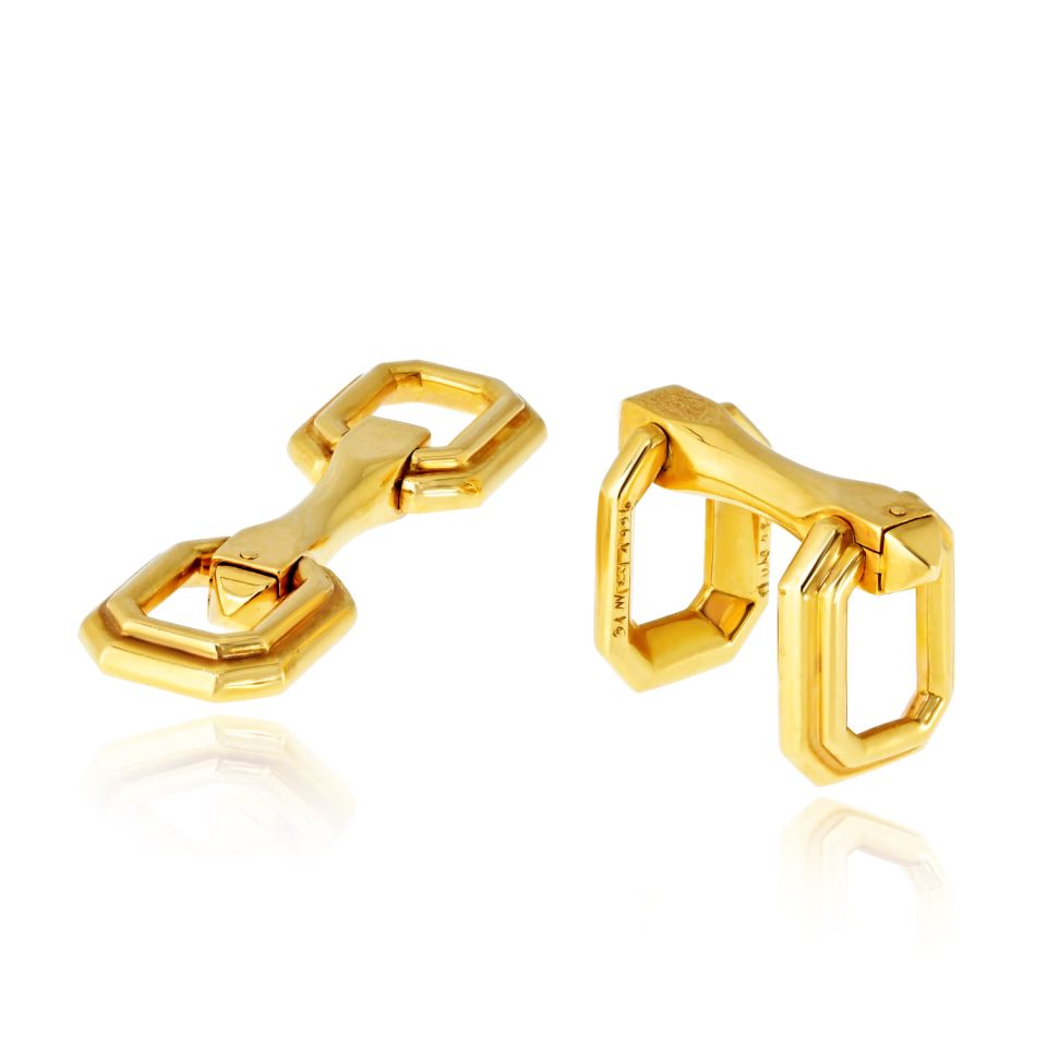 Cartier 18K Yellow Gold Octagonal Circa 2000 Cuff Links — view 2 — Laura Milman New York
