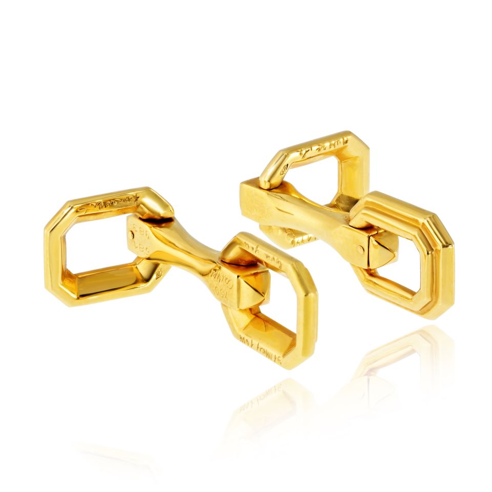 Cartier 18K Yellow Gold Octagonal Circa 2000 Cuff Links — view 5 — Laura Milman New York