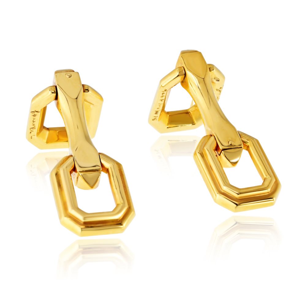Cartier 18K Yellow Gold Octagonal Circa 2000 Cuff Links — view 7 — Laura Milman New York