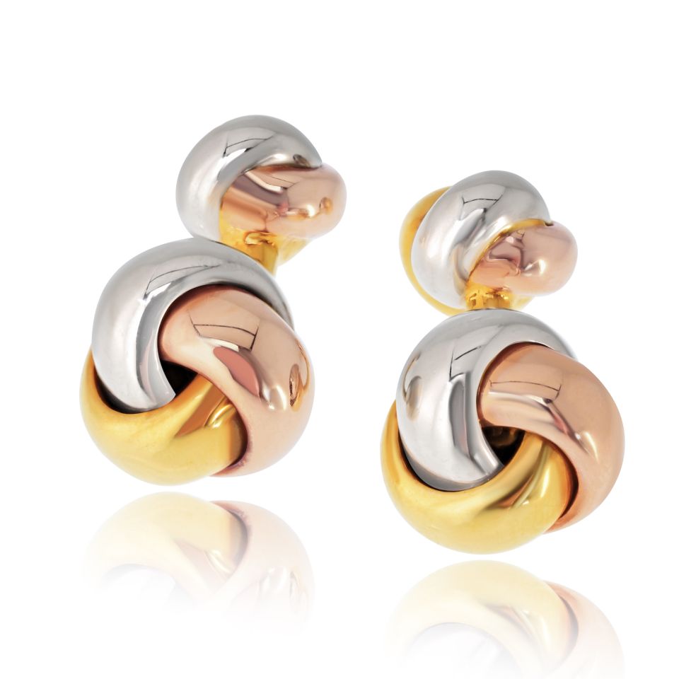 Cartier Trinity 18K Tri Color Classic Knot Cuff Links — Laura Milman New York