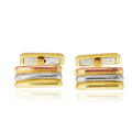 Cartier 18K Tri Color Ribbed Rectangular Cuff Links view 1