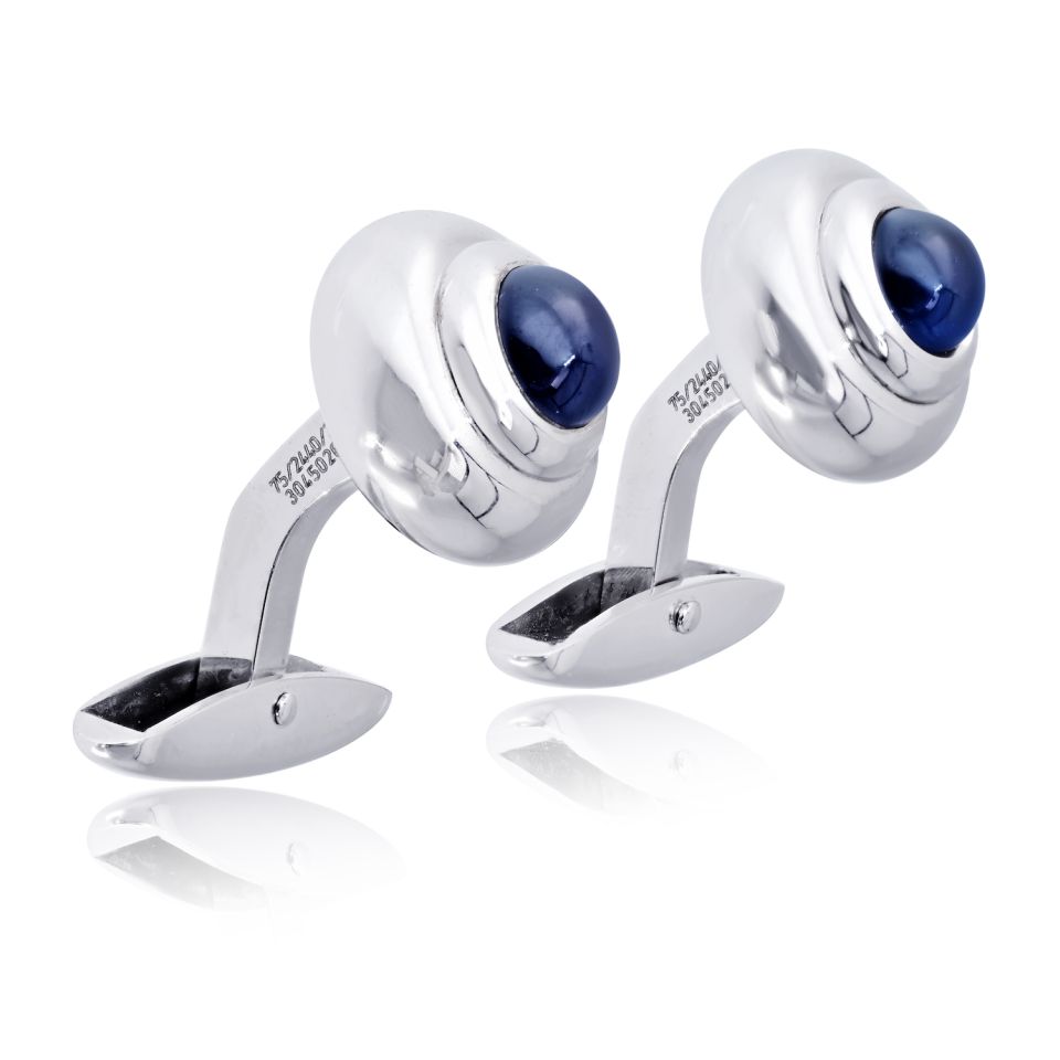Chopard 18K White Gold Sapphire Mens Cuff Links — view 2 — Laura Milman New York