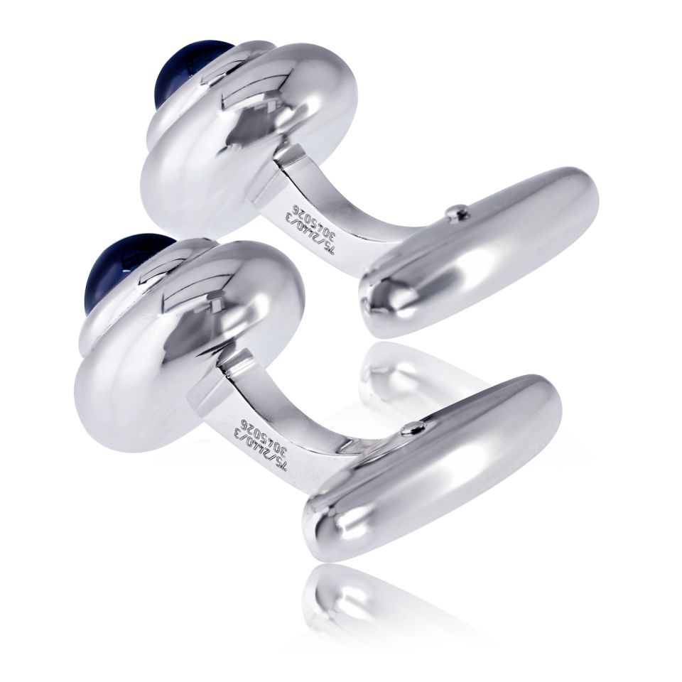 Chopard 18K White Gold Sapphire Mens Cuff Links — view 3 — Laura Milman New York