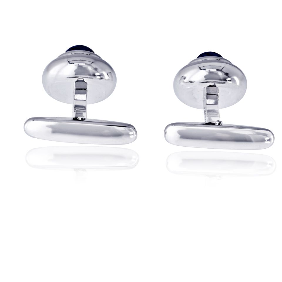 Chopard 18K White Gold Sapphire Mens Cuff Links — view 4 — Laura Milman New York