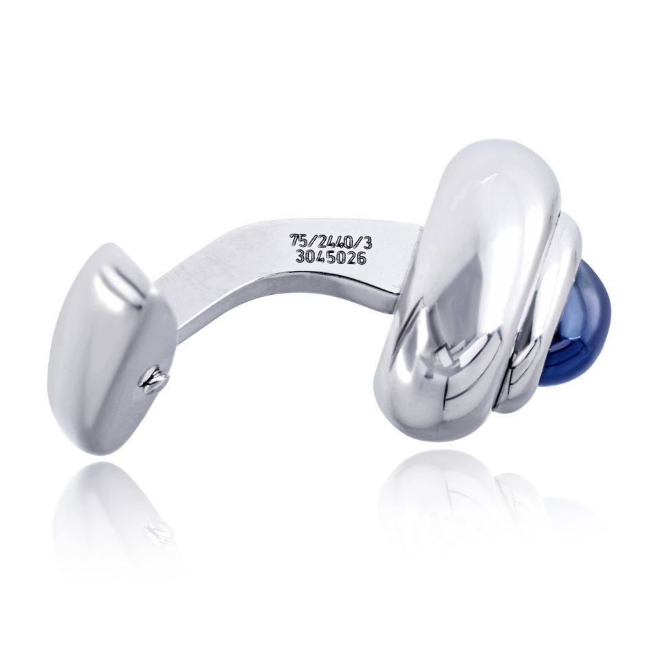 Chopard 18K White Gold Sapphire Mens Cuff Links — view 5 — Laura Milman New York