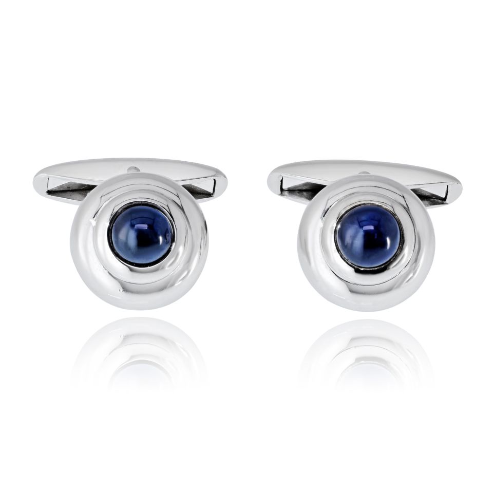 Chopard 18K White Gold Sapphire Mens Cuff Links — Laura Milman New York
