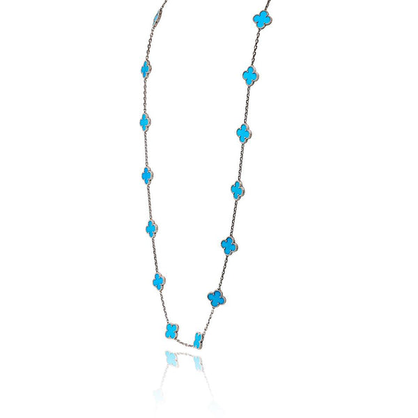 Van Cleef & Arpels Alhambra 18K White Gold 20 Motif Turquoise Necklace — view 2