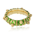 Tiffany & Co. Schlumberger 18K Yellow Gold Green Enamel Cone Losange Acorn Bangle Bracelet view 2