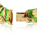 Tiffany & Co. Schlumberger 18K Yellow Gold Green Enamel Cone Losange Acorn Bangle Bracelet view 7
