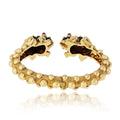 David Webb 18K Yellow Gold Double Frog Black Enamel Ruby Eyes Bangle Bracelet view 4