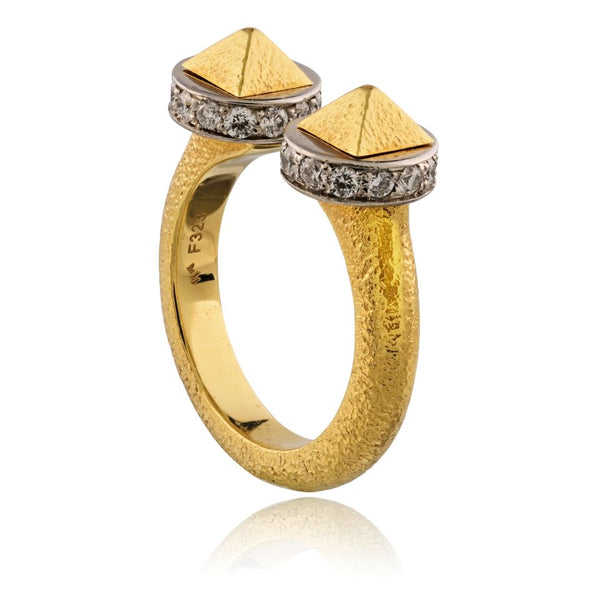 David Webb Bastille 18K Yellow Gold Diamond Ring