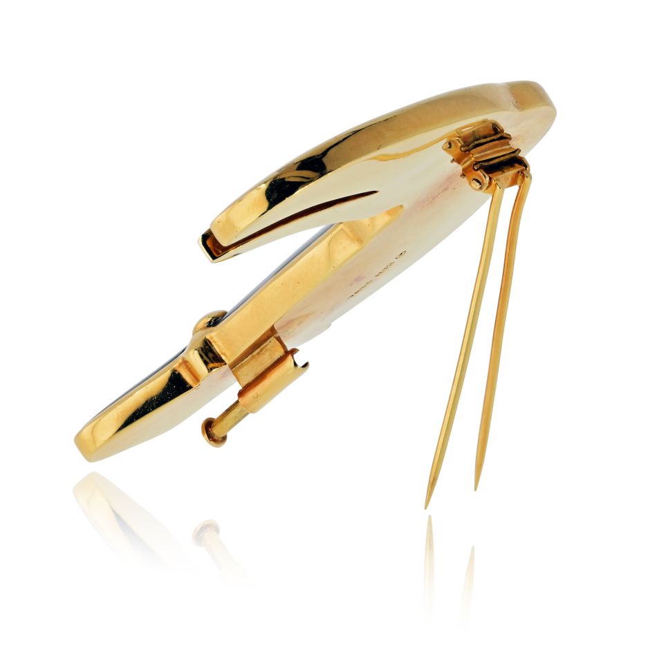 Tiffany & Co. 18K Yellow Gold Toucan Enamel Bird Brooch — view 3 — Laura Milman New York