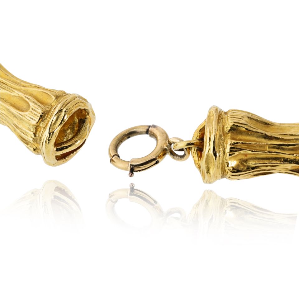 Tiffany & Co. 18K Yellow Gold Circa 1970's 30 Inch Bamboo Finish Necklace — view 6 — Laura Milman New York