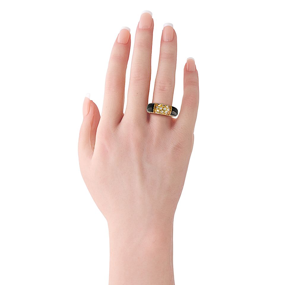 Van Cleef & Arpels Onyx 18K Yellow Gold Diamond Philippine Ring — view 5 — Laura Milman New York